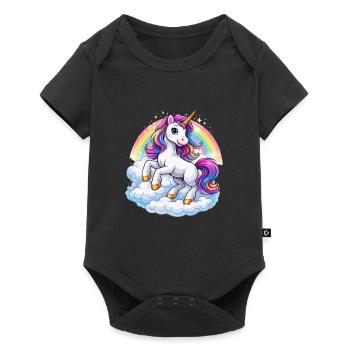 Rainbow Unicorn Over Clouds - Baby Premium short-sleeve bodysuit - black - Front