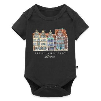 Ville libre hanséatique de Brême - Dessin de la rangée de maisons - Body à manches courtes Premium Bébé - noir - Devant