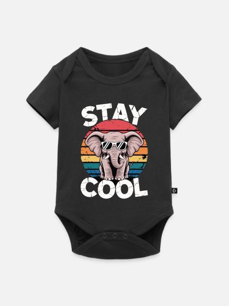 Stay Cool Elefant - Kinder Retro - Baby Premium Kurzarmbody - Schwarz