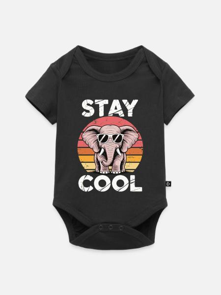 Stay Cool Elefant - Kinder Retro - Baby Premium Kurzarmbody - Schwarz