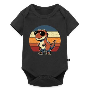 Design rétro de lunettes de soleil en forme de dinosaure - Body à manches courtes Premium Bébé - noir - Devant