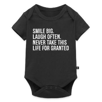 sourire grand rire souvent ne jamais prendre cette vie - Body à manches courtes Premium Bébé - noir - Devant