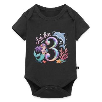 Ich Bin 3 Meerjungfrauen Mädchen 3. Geburtstag - Baby Premium Kurzarmbody - Schwarz - Vorne