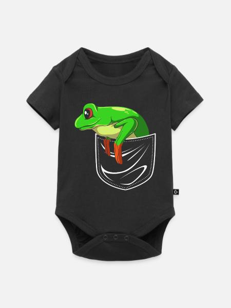 Frosch Laubfrosch - Baby Premium Kurzarmbody - Schwarz