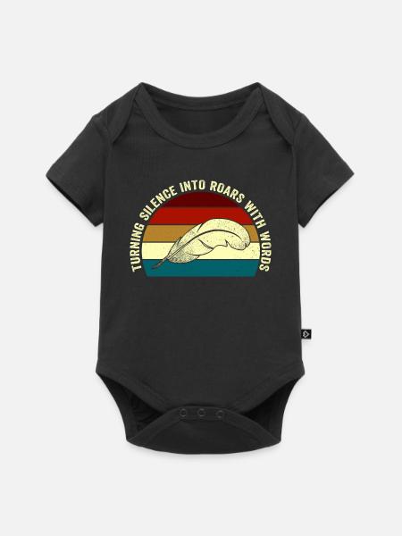 Brüllende Worte Feder-Sonnenuntergang - Baby Premium Kurzarmbody - Schwarz