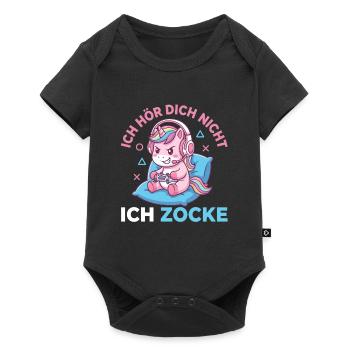 Diction amusante du casque licorne gamer - Body à manches courtes Premium Bébé - noir - Devant
