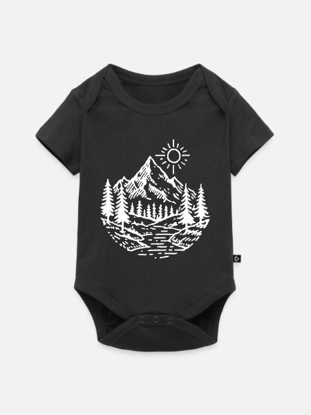 Berge Landschaft Wald - Baby Premium Kurzarmbody - Schwarz