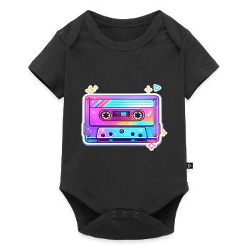 Neon Rainbow Cassette Sticker - Baby Premium short-sleeve bodysuit - black - Front