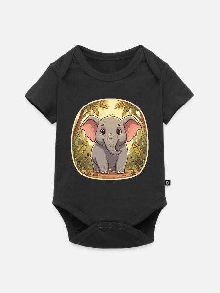 Kleiner Elefant im Dschungel - Baby Premium Kurzarmbody - Schwarz