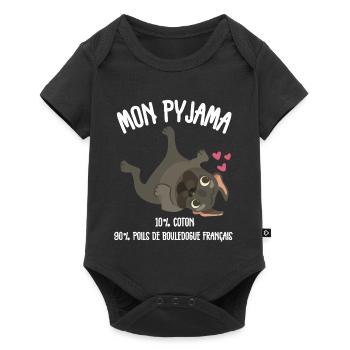 Pyjama Chien Bouledogue Français Humour - Body à manches courtes Premium Bébé - noir - Devant