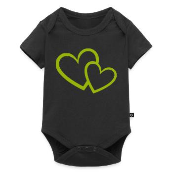 green heart green hearts heart pattern - Baby Premium short-sleeve bodysuit - black - Front