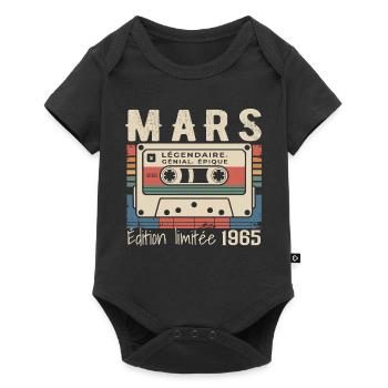 Anniversaire 1965 Mars 1965 né en Mars 1965 - Body à manches courtes Premium Bébé - noir - Devant