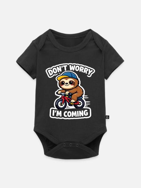 Faultier Kawaii Fahrrad Geschenk Niedlich - Baby Premium Kurzarmbody - Schwarz