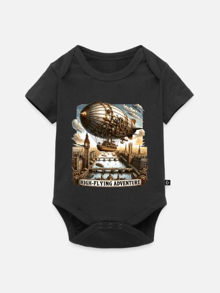 Hochfliegendes Luftschiff über Londons Horizont - Baby Premium Kurzarmbody - Schwarz