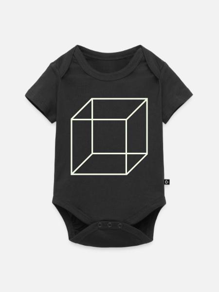 Geometrischer Drahtwürfel - Baby Premium Kurzarmbody - Schwarz