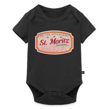 St Moritz Mountain Ski Label - Baby Premium short-sleeve bodysuit - black - Front