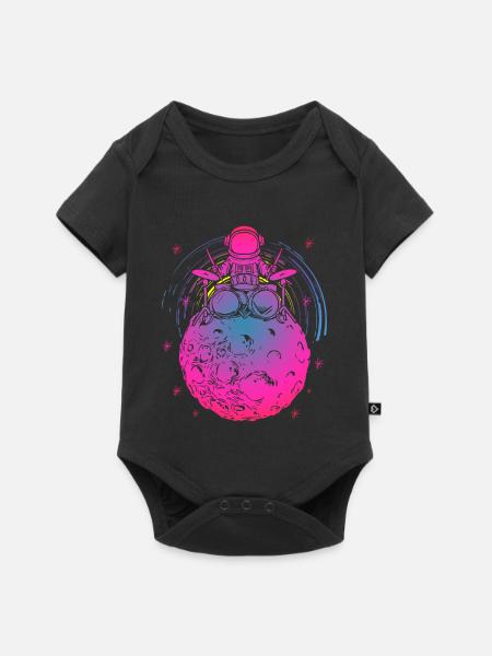 Psychedelischer Astro-Drummer Planet - Baby Premium Kurzarmbody - Schwarz