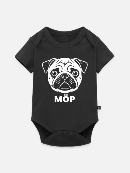 Moos Gesicht mit MÖP Schriftzug - Baby Premium Kurzarmbody - Schwarz