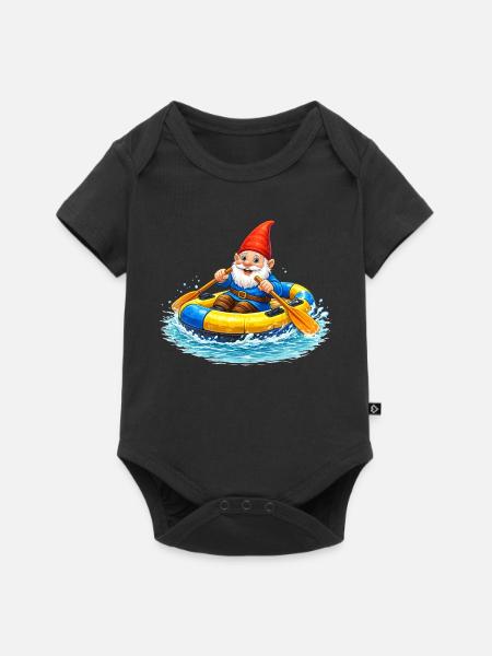 Gartenzwerg im Schlauchboot auf Sommerabenteuer - Baby Premium Kurzarmbody - Schwarz