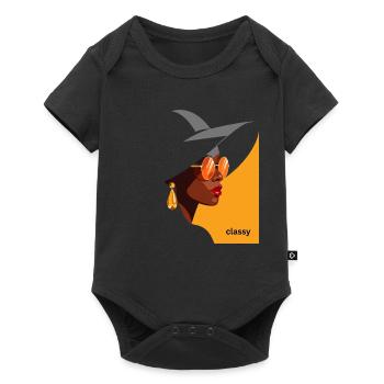 Elegant woman with hat and sunglasses - Baby Premium short-sleeve bodysuit - black - Front
