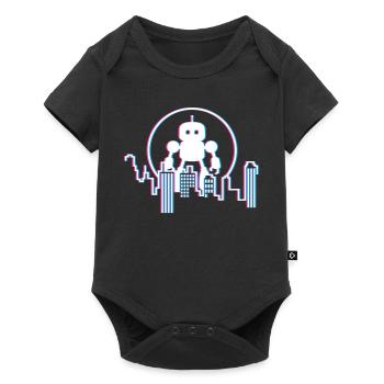 Robot City Skyline – 3D Sci-Fi Future Design - Baby Premium short-sleeve bodysuit - black - Front