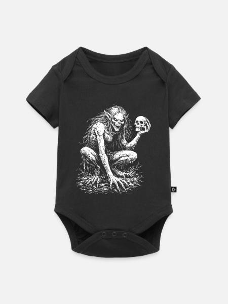 Striga – Slawischer Dämon | Dunkle Zeichnung - Baby Premium Kurzarmbody - Schwarz