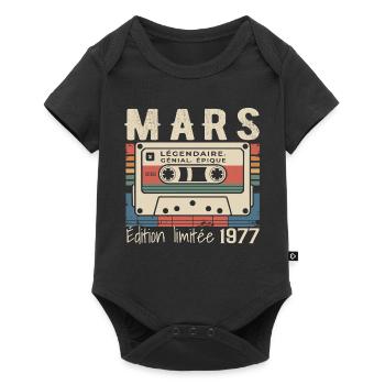 Anniversaire 1977 Mars 1977 né en Mars 1977 - Body à manches courtes Premium Bébé - noir - Devant