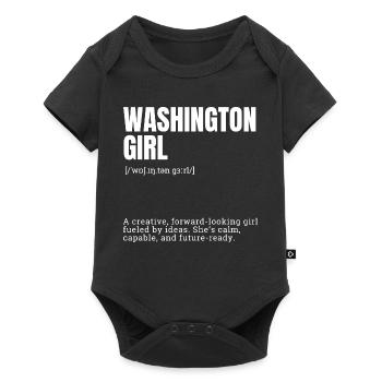 Washington Girl Typo Portrait - Baby Premium Kurzarmbody - Schwarz - Vorne