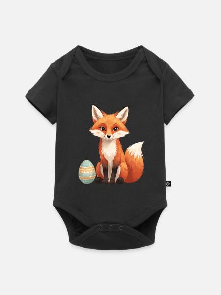 Osterfuchs mit weichem Stil - Baby Premium Kurzarmbody - Schwarz