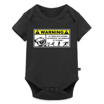warning - Baby Premium short-sleeve bodysuit - black - Front