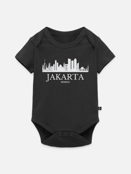Jakarta Skyline, Jakarta Indonesien - Baby Premium Kurzarmbody - Schwarz
