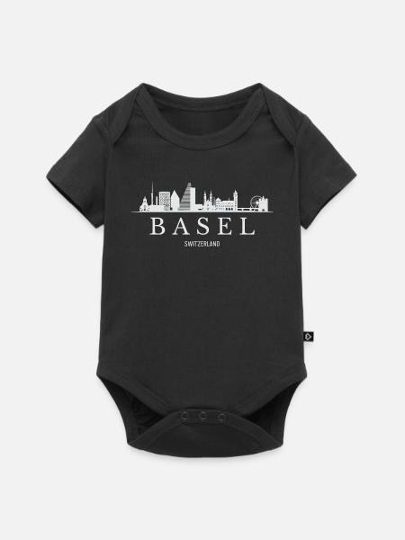 Basel Skyline, Basel Schweiz - Baby Premium Kurzarmbody - Schwarz
