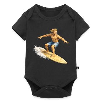 Surfer on wave in summer - Baby Premium short-sleeve bodysuit - black - Front