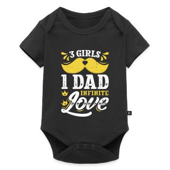 Dad father of three girls daughters - Baby Premium short-sleeve bodysuit - black - Front