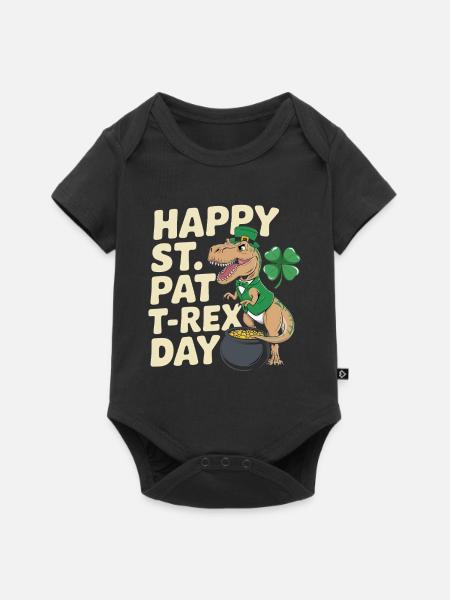 Dino Leprechaun St Patrick Day - Baby Premium Kurzarmbody - Schwarz