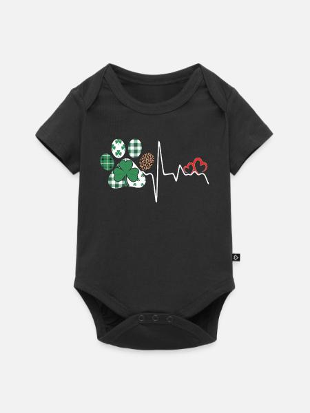 Kleeblatt Rhythmus Herzschlag - Baby Premium Kurzarmbody - Schwarz