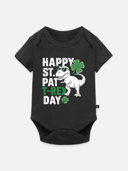 T-Rex zum St. Patrick's Day - Baby Premium Kurzarmbody - Schwarz
