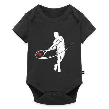 Tennis Silhouette Herz im Schläger Motiv - Baby Premium Kurzarmbody - Schwarz - Vorne