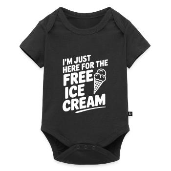 Ich bin nur wegen der kostenlosen Sahne hier. - Baby Premium Kurzarmbody - Schwarz - Vorne