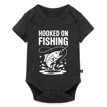 Accroché à la pêche - Pêcheur Spruch - Body à manches courtes Premium Bébé - noir - Devant