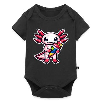 Axolotl with school cone for school enrollment - Baby Premium short-sleeve bodysuit - black - Front
