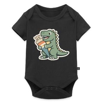 Dino School Enrollment Personalizable Name School - Baby Premium short-sleeve bodysuit - black - Front