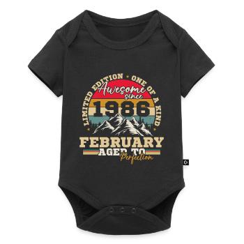 Februar 1986 Vintage-Retro-Geburtstagsgeschenk - Baby Premium Kurzarmbody - Schwarz - Vorne
