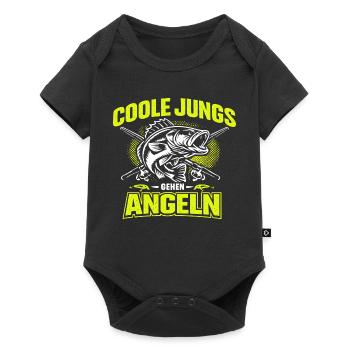 Fishing Cool Guys Walking Fishing Gift - Baby Premium short-sleeve bodysuit - black - Front