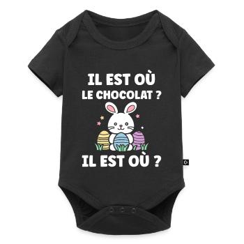 il est où le chocolat - Body à manches courtes Premium Bébé - noir - Devant