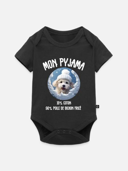 Lustiger Hund Bichon-Schlafanzug - Baby Premium Kurzarmbody - Schwarz