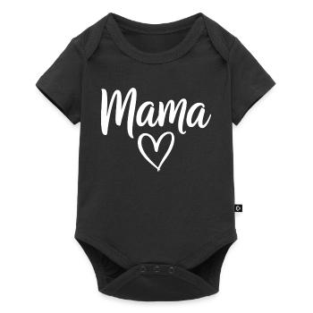 Mama Heart Script Logo - Baby Premium Kurzarmbody - Schwarz - Vorne