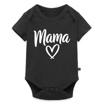 Mama Heart Script Logo - Baby Premium Kurzarmbody - Schwarz - Vorne