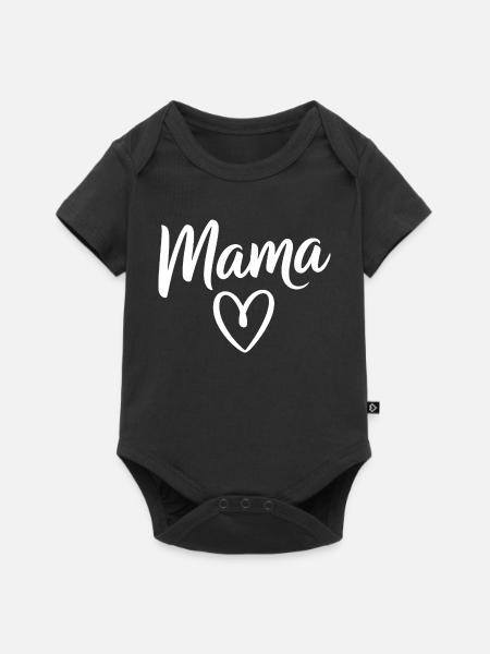 Mama Heart Skripttypografie - Baby Premium Kurzarmbody - Schwarz