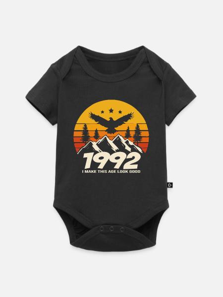 1992 anniversaire 1992 né en 1992 anniversaire - Premium kortærmet baby-body - sort